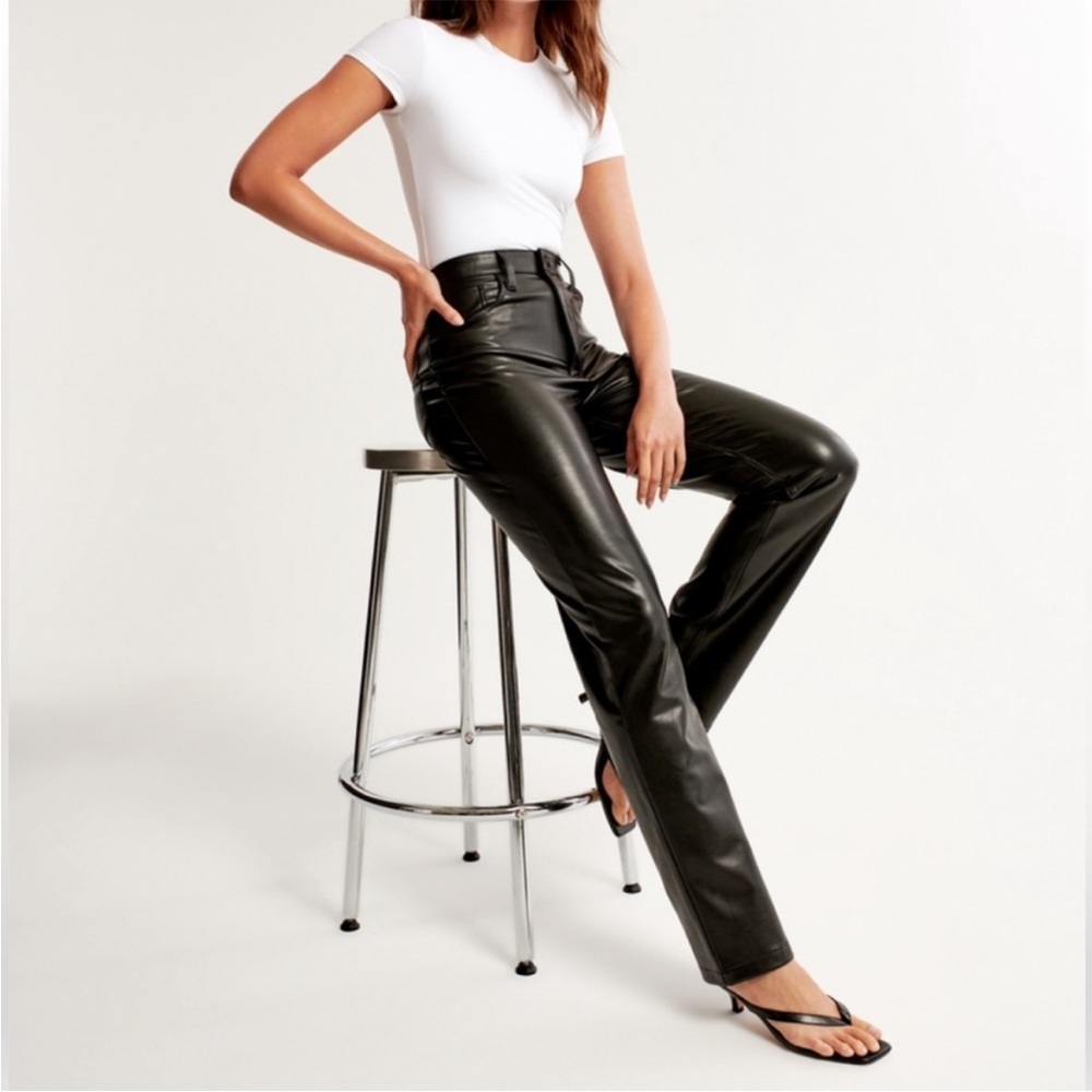 Abercrombie The Skinny Black High-Rise Leather Pants